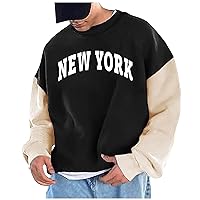 Sweatshirts for Men Fashion Letter Graphic Thermal Lined Sweater Round Neck Long Sleeve Pullover Tops Plus Size