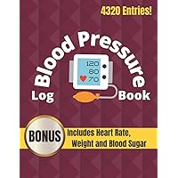 Blood Pressure Log Book: BONUS - Includes Heart Rate Blood Sugar and Weight. Comprehensive Health Record Book. Honeycomb Border Interior.