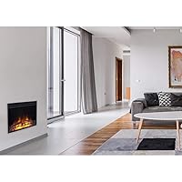 23 Inch 5118 BTU Freestanding Electric Fireplace Heater Insert for Vacant Chimney Fireplaces with Realistic Flames, 7.5-Hour Timer, Remote Control, Charred Logs and Grate, Black