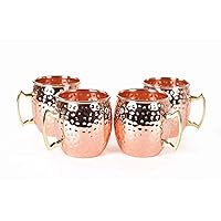 Devyom Design Moscow Mule Hammered Copper 18 Ounce Drinking Mug, Set of 4, 16 Ounce