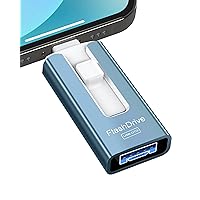 Sunany USB Flash Drive 256 GB for Phone and Pad, High Speed External Thumb Drives USB Memory Storage Photo Stick for Save More Photos and Videos (Blue)