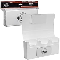 Monster Magnetic Triple Deck Storage Box(WHITE) w/ 3 Removable Deck Trays-Holds 225+ Gaming TCGs- Compatible w/Yugioh, MTG,Magic The Gathering, Pokémon - Long Lasting, Durable Riveted Construction