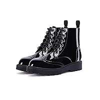 Girls Ankle Boots Lace up Low Chunky Heel Lug Sole Combat Booties Side Zipper Outdoor Dress Walking Shoes Toddler Little Kid Big Kid