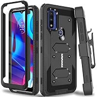 Aegis Series Case for Moto G Pure 6.5 inch (2021 Release), Full-Body Rugged Dual-Layer Shockproof Protective Holster Swivel Belt-Clip Cover with Kickstand and Built-in Screen Protector, Black