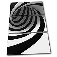 Abstract Pattern B/W 3D Collage 150x100cm Treble Canvas Art Print Box Framed Picture Wall Hanging - Hand Made in The UK - Framed and Ready to Hang