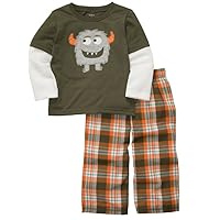 Carter's Baby Boys' Comfy Fit 2 Piece Plaid Monster Pajamas - 6 Months