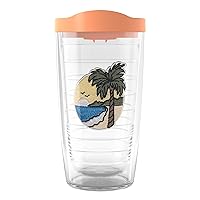 Tervis A Day In The Tropics Made in USA Double Walled Insulated Tumbler Travel Cup Keeps Drinks Cold & Hot, 16oz, Sunrise