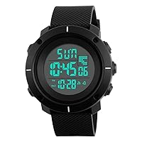 Digital Sport Watch for Men and Women Waterproof Outdoor Multifunction Watch Black Plastic Case with Silicone Strap 12H/24H Time Backlight Stopwatch Date Alarm
