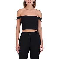 BCBGeneration Women's Fitted Bustier Crop Top Off The Shoulder Strap Shirt