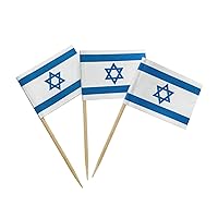 100 Pcs Israel Flag Israelis Toothpick Flags, Small Mini Stick Cupcake Toppers Israelis Flags