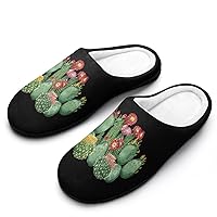 Opuntia Botanica Men's Cotton Slippers Memory Foam Washable Non Skid House Shoes