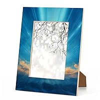 Blue Light 4x6 Picture Frame Sky view 4x6 Photo Frame Can be Displayed Vertically or Horizontally on a Table or Wall Womens Gifts Valentines Decorations