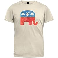 Old Glory Distressed Republican Elephant Logo Cream Adult T-Shirt - 3X Large