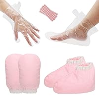 Paraffin Wax Mitts and Booties, Segbeauty Wax Bath Liners, Snug Elastic Opening Insulated Terry Cloth Mittens for Hand and Foot, Gloves and Booties for Paraffin Warmers SPA Heated thera-py