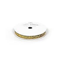 American Crafts Tinsel Glitter Ribbon Strips, 3/8-Inch, Solid Gold
