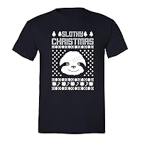 Men's Slothy Xmas Sloth Ugly Christmas Crewneck Short Sleeve T-Shirt