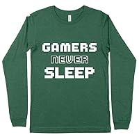 Gamers Never Sleep Long Sleeve T-Shirt - Video Game T-Shirt - Hilarious Saying Long Sleeve Tee Shirt