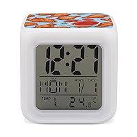 Fried Chicken and Tomato Sauce Digital Alarm Clock 7 Colors LED Change Glowing Night Light for Bedroom Office Desk