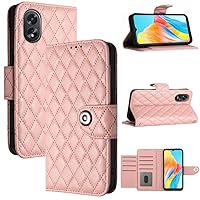 XYX Wallet Case for Oppo A38/A18 4G, 7 Card Slots Shockproof TPU Inner Cases Button Closure PU Leather Flip Folio Cover with Wrist Strap, Rose Gold
