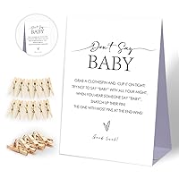 Don't Say Baby Baby Shower Game,Baby in Bloom Baby Shower Decorations,Mini Clothespins for Baby Shower,Neutral Baby Shower Decorations,Little Cutie Baby Shower,1 Sign & 50 Mini Clothespins Set-D2