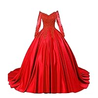 AD Off Shoulder Appliques Ball Gown Prom Dresses with Appliques Beadings AD001