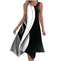 Summer Dresses for Women 2024 Sexy Sleeveless Dress Handkerchief Hem Maxi Tank Dresses Boho Beach Dress with Pockets