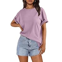 LILLUSORY Oversized T Shirts Women's Loose Fit Crewneck Short Sleeve Tops Basic Tees