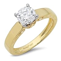 1.70ct Round Cut Solitaire Genuine Moissanite Engagement Promise Anniversary Bridal Wedding Accent Ring 18K 2 tone Gold