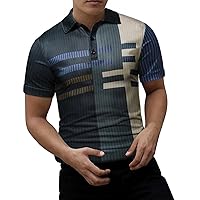 Men Slim-Fit Quick-Dry Golf Polo Shirt Contrast Color Collared Shirts Wedding Party Novelty Designed Cotton Pocket Shirt
