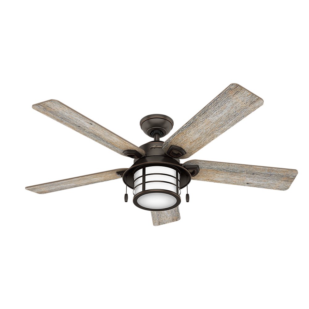 Hunter Key Biscayne Indoor / Outdoor Ceiling Fan with LED Light and Pull Chain Control