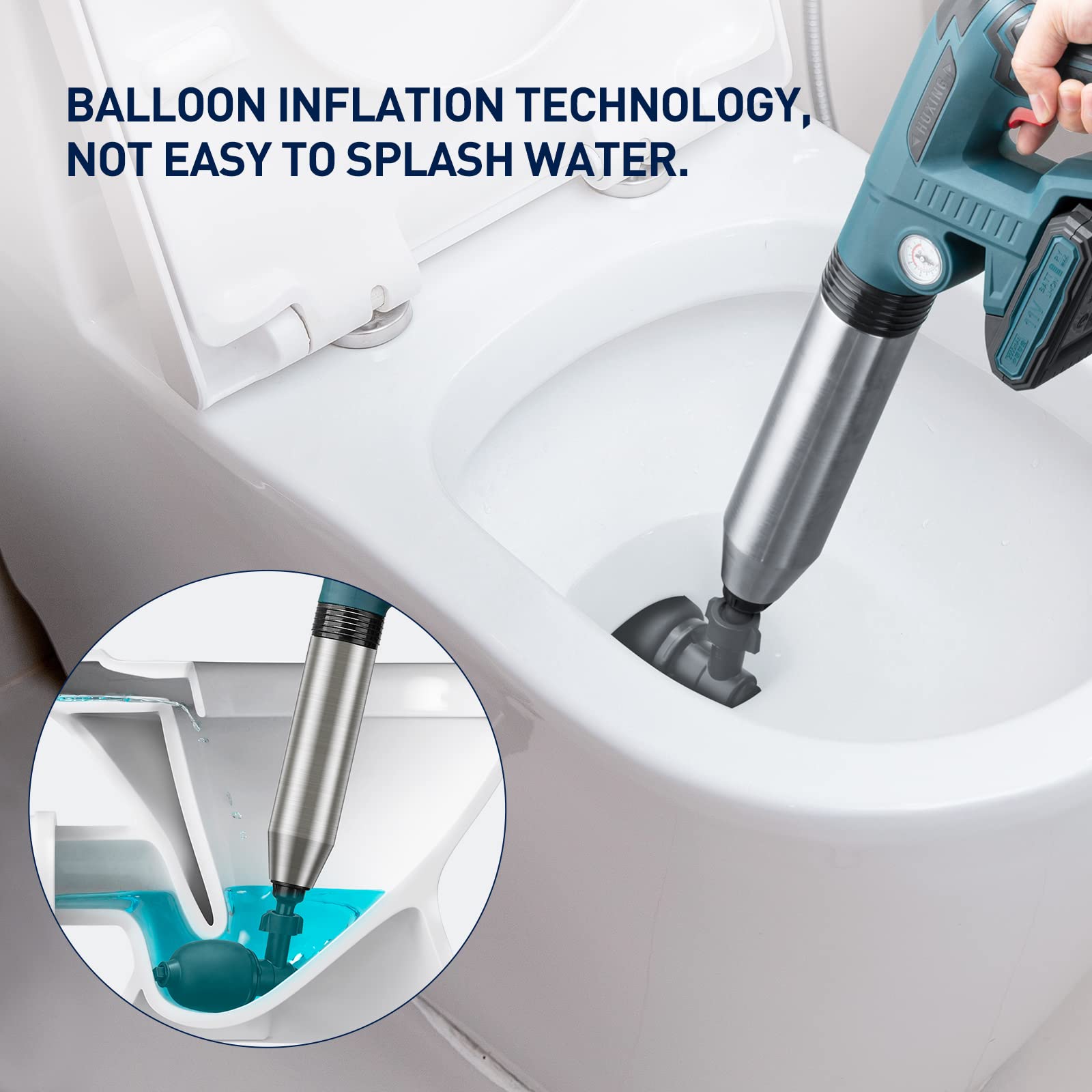 Toilet Plunger, Heavy Duty Drain Clog Blaster, Aiment Unclog Gun, Powerful Pneumatic Dredge Equipment, Electric High Pressure Plunger Applied to Toilet, Floor Drain, Sewer, Clogged Pipe
