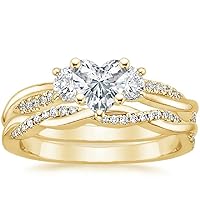 Petite Twisted Vine Moissanite Diamond Ring Set, 1 CT Heart Moissanite Engagement Ring Set, Wedding Ring Set, Bridal Ring, Best Ring for Women
