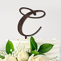 Monogram Letter C Wooden Brown Wedding Cake Topper Initials Letter C Cake Toppers Gift For Bride Groom Monogram Initials C Wedding Rustic Cake Decor Anniversary Party Decoration Cake Supplies