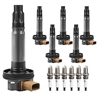 Ignition Coil Pack Spark Plugs Replacement for 3.5 V6 Turbo 2011 2012 2013 2014 2015 2016 2017 Ford F150 Ecoboost Expedition Explorer Flex Taurus Transit, Lincoln MKS MKT Navigator, UF646, Set of 6