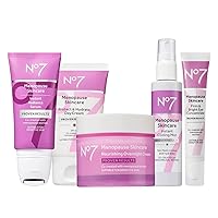 No7 Menopause Skincare Bundle - Includes Protect & Hydrate Day Cream, Instant Cooling Mist, Firm & Bright Eye Concentrate, Nourishing Overnight Cream, and Instant Radiance Serum - 5-Piece Bundle