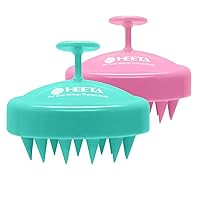 HEETA 2 Pack Hair Scalp Massager Shampoo Brush for Hair Growth, Hair Scalp Scrubber with Soft Silicone, Wet and Dry Hair Detangler (Pink & Green)