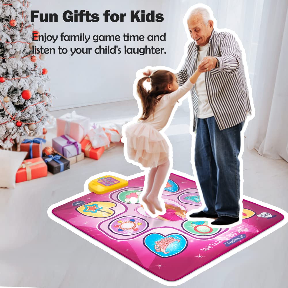 Bambilo Dance Mat Toys Gift for 3-6 Year Old Girl Birthday Gifts Electronic Dance Pad Game for Kids Girls Toys Age 4 5 6 7 8-12, Create Songs, Built-in Music, 5 Game Modes (Purple)