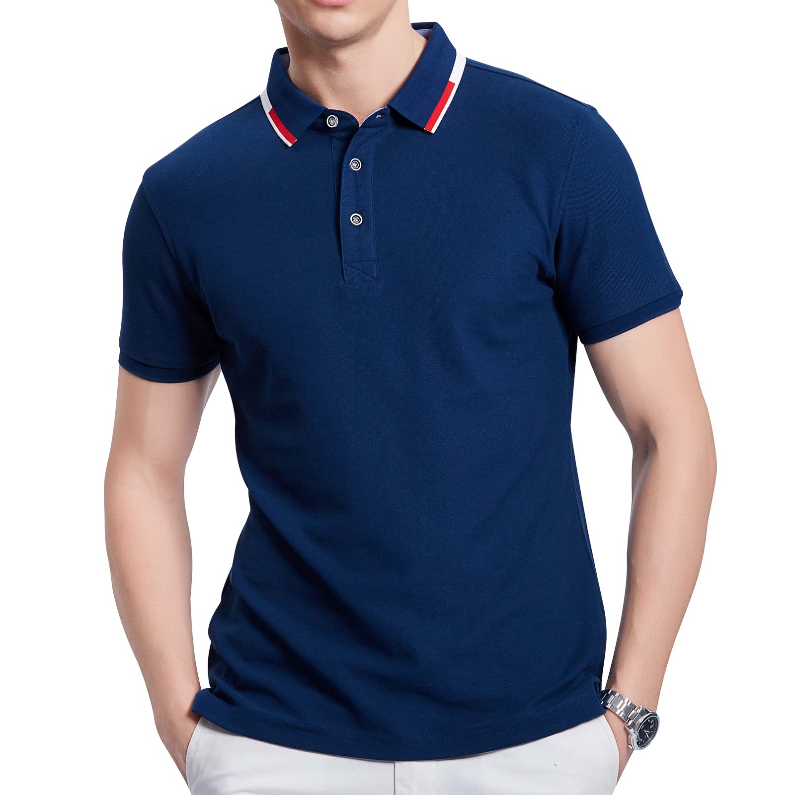 ZWGOOO Mens Advantage Performance Short Sleeve Solid Polo Shirts Casual Cla - 2