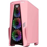 Computer Gaming Desktop PC Nvidia Geforce RTX 4060 Graphics Card + AMD Ryzen 7 with 4.6Ghz Turbo + 32GB RAM + 1TB Solid State Drive Storage NVME Plug and Play Windows 11 Pro Pink Gaming Computer