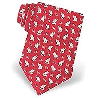 Men's 100% Silk Red Republican Elephant with American Flag Novelty Tie Necktie