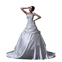 Ivory Satin Aline Strapless Wedding Dress With Floral Appliques