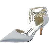 Womens Rhinestones Wedding Heels Pointed Toe Bride Shoes Dress Pumps