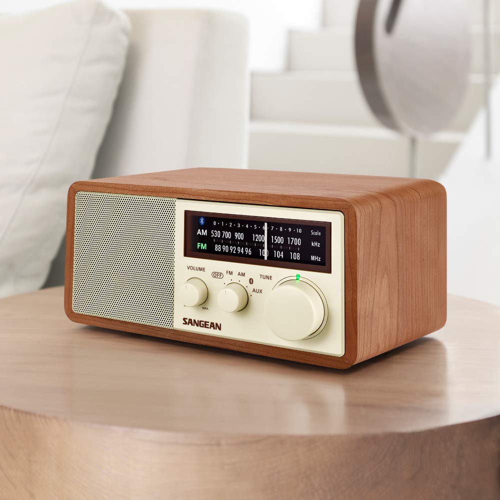 Sangean WR-16 AM/FM/Bluetooth/USB Phone Charging Wooden Cabinet Radio