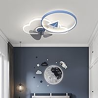 Ceiling Fans with Lights and Remote Modern Temperature Ceiling Light Fan with Timer Silent Ceiling Fans Withps for Bedroom Kids Room/Blue