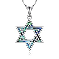 YAFEINI Star of David Necklace 925 Sterling Silver Abalone Shell Amulet Jewelry Gifts for Women Men