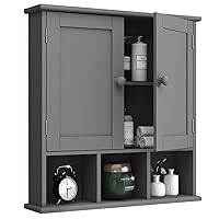 TaoHFE Grey Bathroom Cabinet,Bathroom Wall Cabinet with 2 Door Adjustable Shelves,Over The Toilet Storage Cabinet,Bathroom Cabinet Wall Mounted,Medicine Cabinets for Bathroom Laundry Room Kitchen