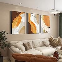 MPLONG Wall Art 3 Pieces Of Framed Decorative Paintings Abstract Simple Orange White Blue And Other Color Blocks Wall Art Canvas Prints Wall Decor (Light yellow, 24