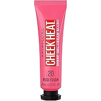 Maybelline Cheek Heat Gel-Cream Blush Makeup, lightweight, Breathable Feel, Sheer Flush Of Color, Natural-Looking, Dewy Finish, Oil-Free, Rose Flush, 1 Count