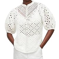 Off White Lace Peter Pan Collar Shirt