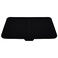 Silicone Dish Drying Mat with Built-in Drain Lip - Hygienic Drying Pad - Sturdy Compact Easy to Clean Tray Protects Surfaces Prevents Water Build Up - 23 X 17 (Black)